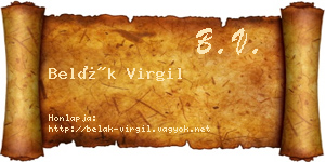 Belák Virgil névjegykártya